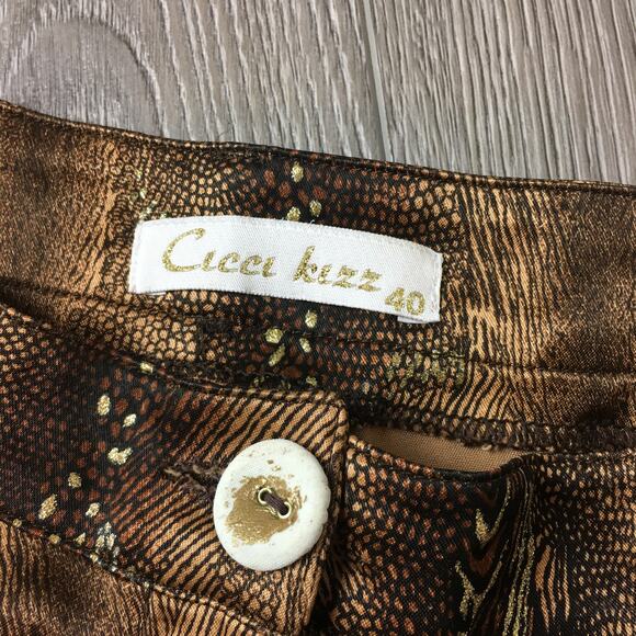 NWT Cicci Kizz Leopard Print Mid Rise Straight Leg Pants Brown Size 40 - Picture 3 of 7
